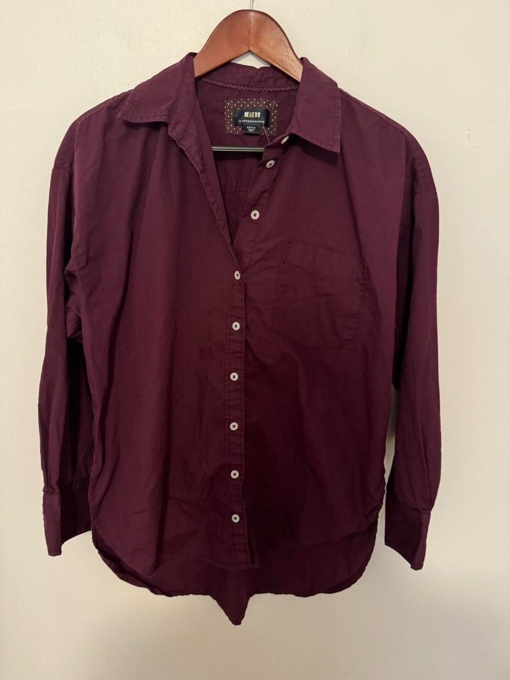 Anthropologie Maeve "The Bennet" Buttondown Shirt - Plum / Burgundy (Size Small)